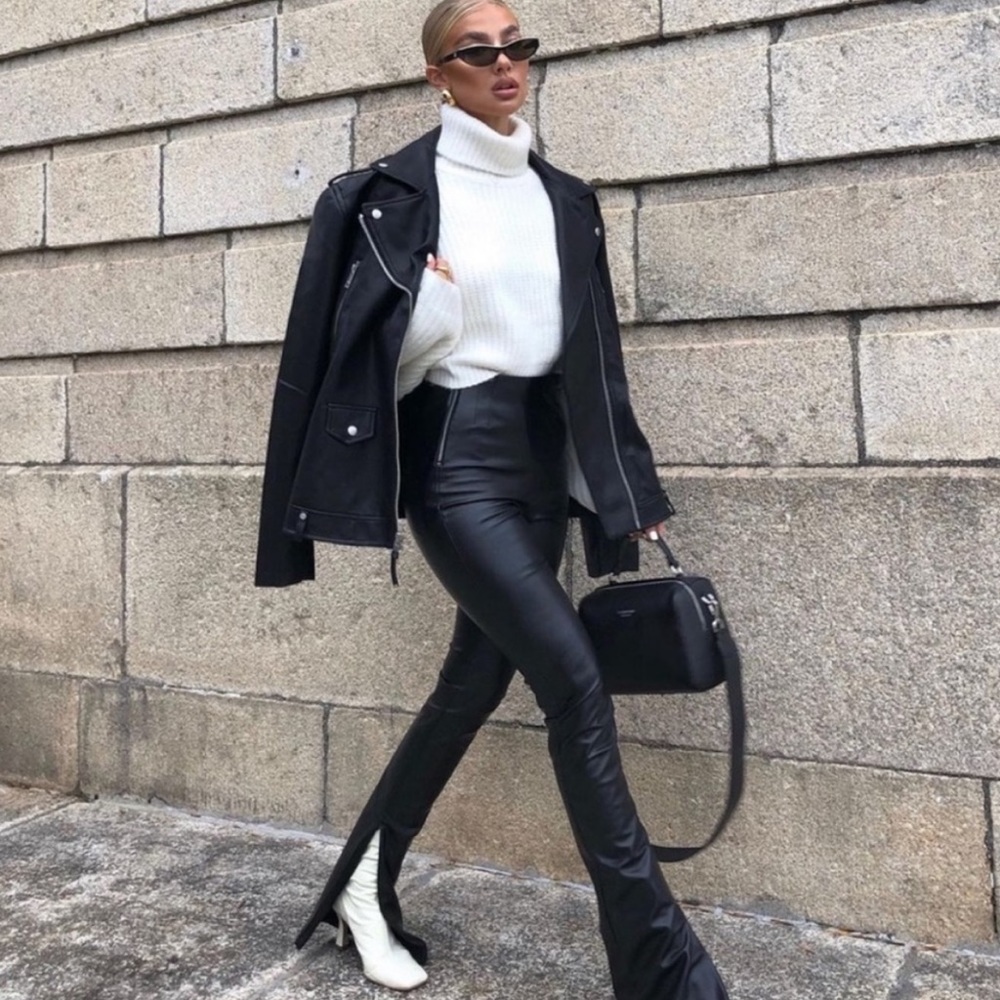 ZARA EXTRA LONG FAUX LEATHER LEGGINGS